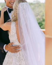 C2025-RA3 - sleeveless v-neck 3D beaded a-line wedding gown