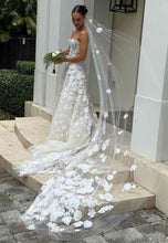 C2025-MZN4 - strapless a-line flower embellished wedding gown