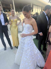 C2025-MZN4 - strapless a-line flower embellished wedding gown