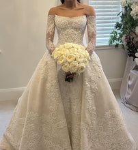 C2025-YM05 - off the shoulder pearl beaded lace wedding gown