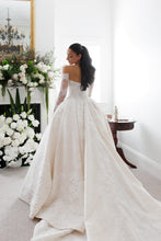 C2025-YM05 - off the shoulder pearl beaded lace wedding gown