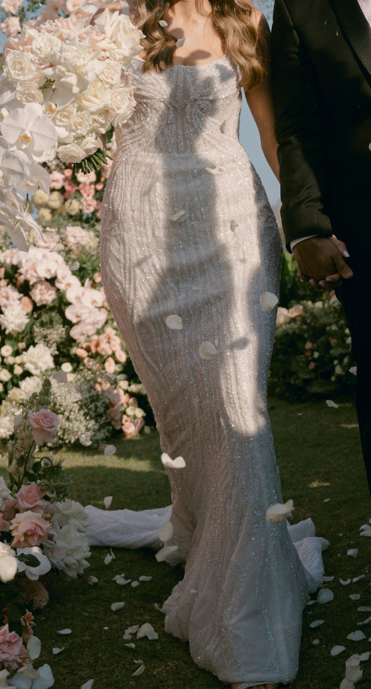 C2025-PC8 - sleeveless beaded wedding gown