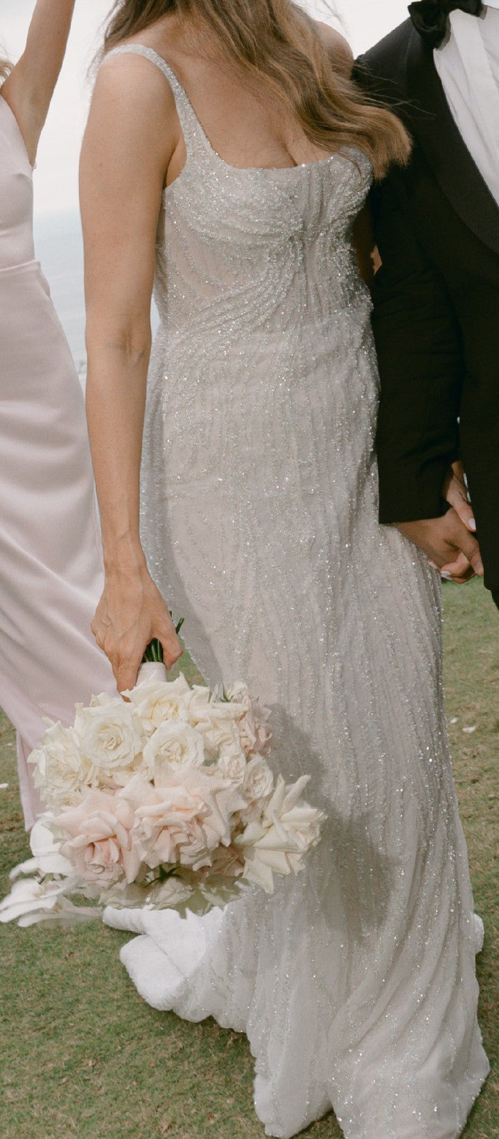 C2025-PC8 - sleeveless beaded wedding gown