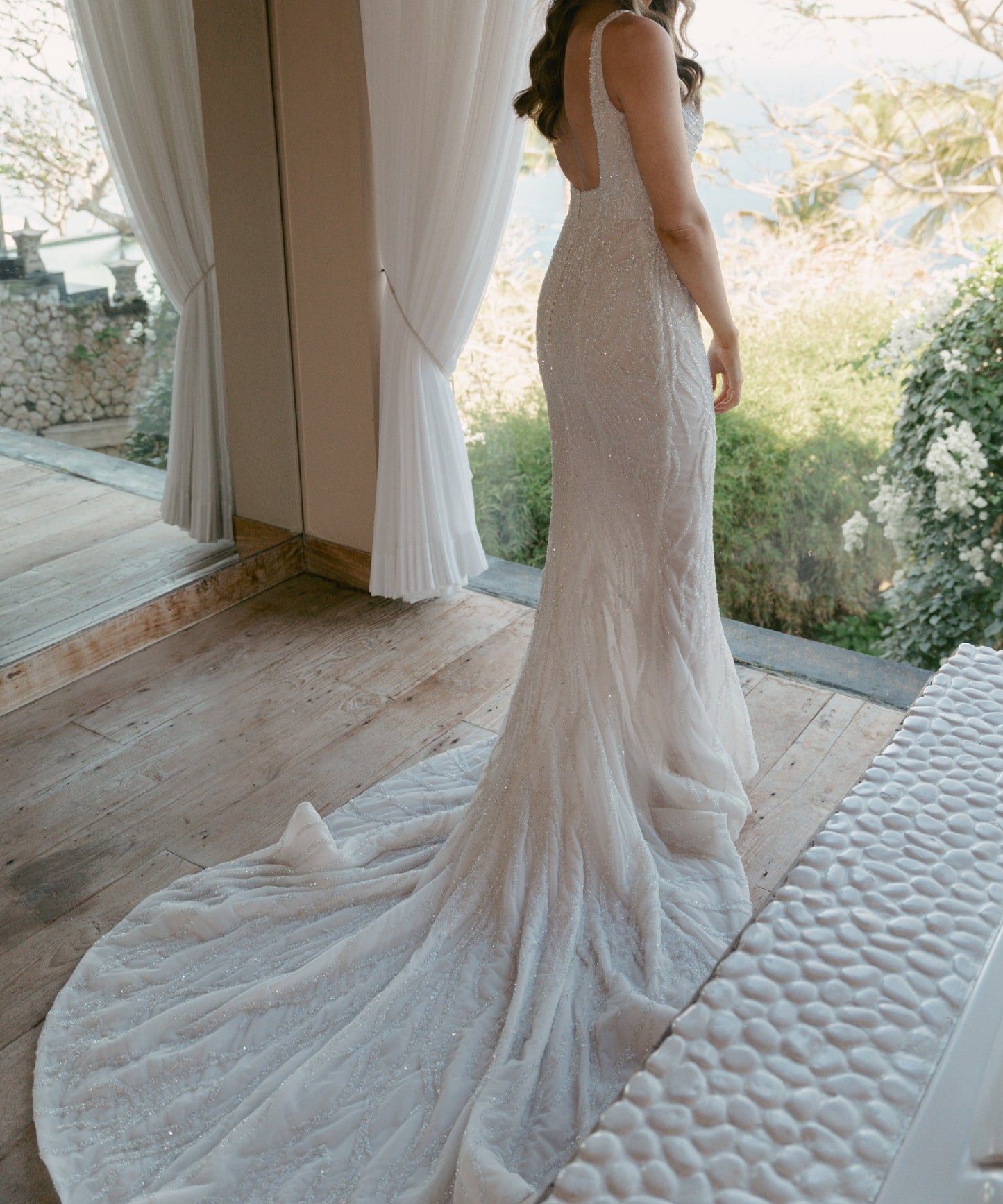 C2025-PC8 - sleeveless beaded wedding gown