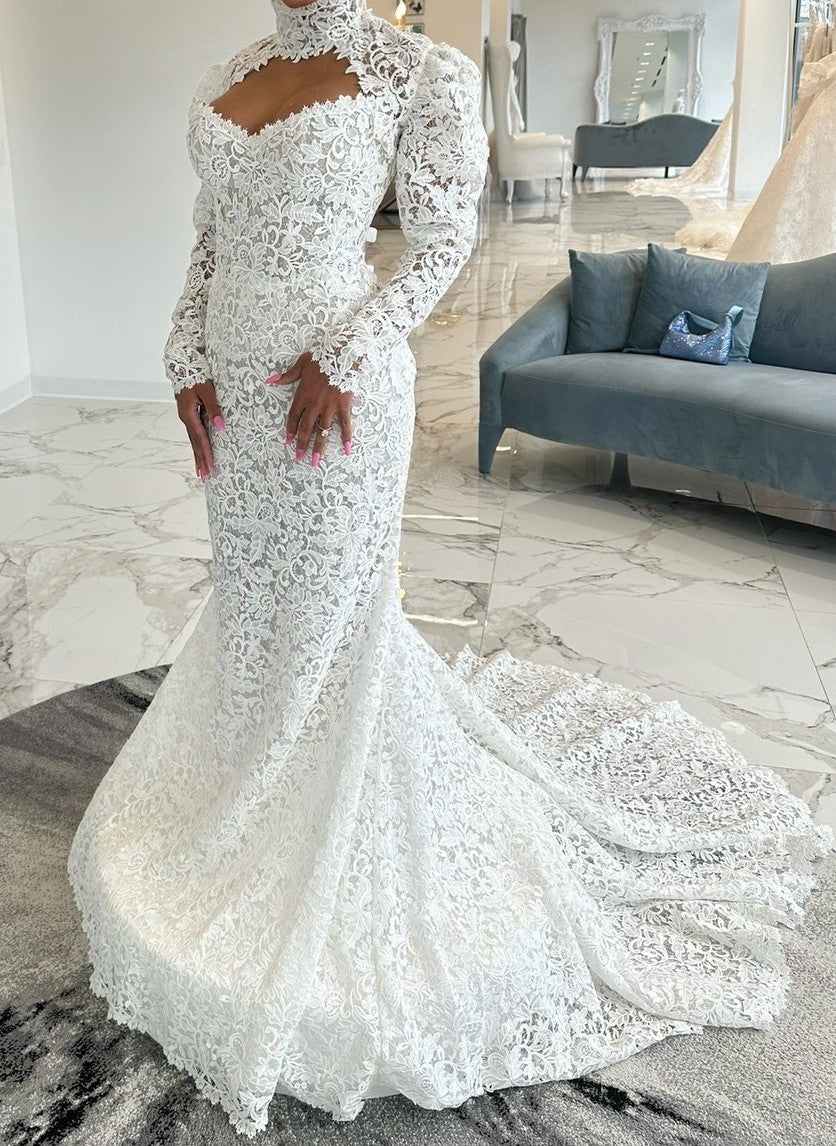 C2025-LPG9 - Long Sleeve Lace Wedding Gown