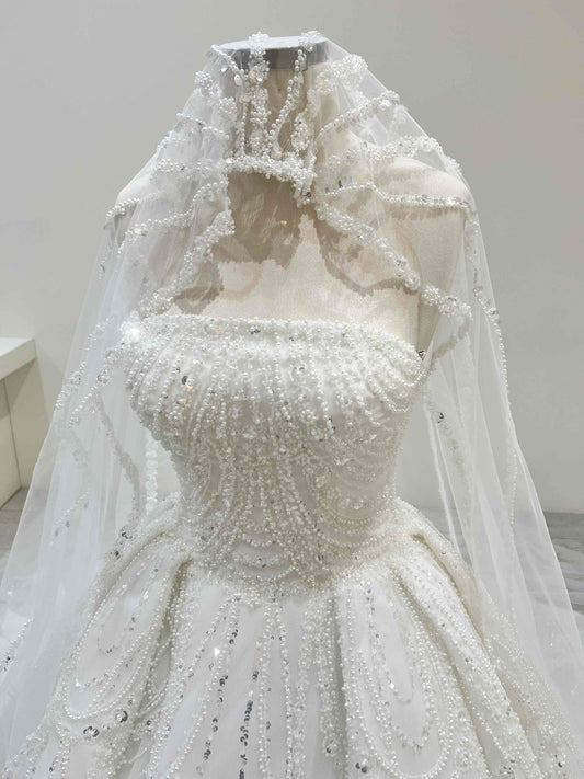 C2025-DH10 - strapless beaded ball gown wedding dress