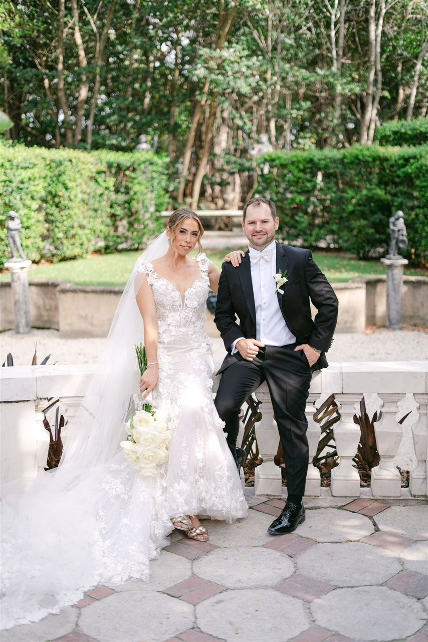 C2025-PT10 - fitted 3D embellished wedding gown