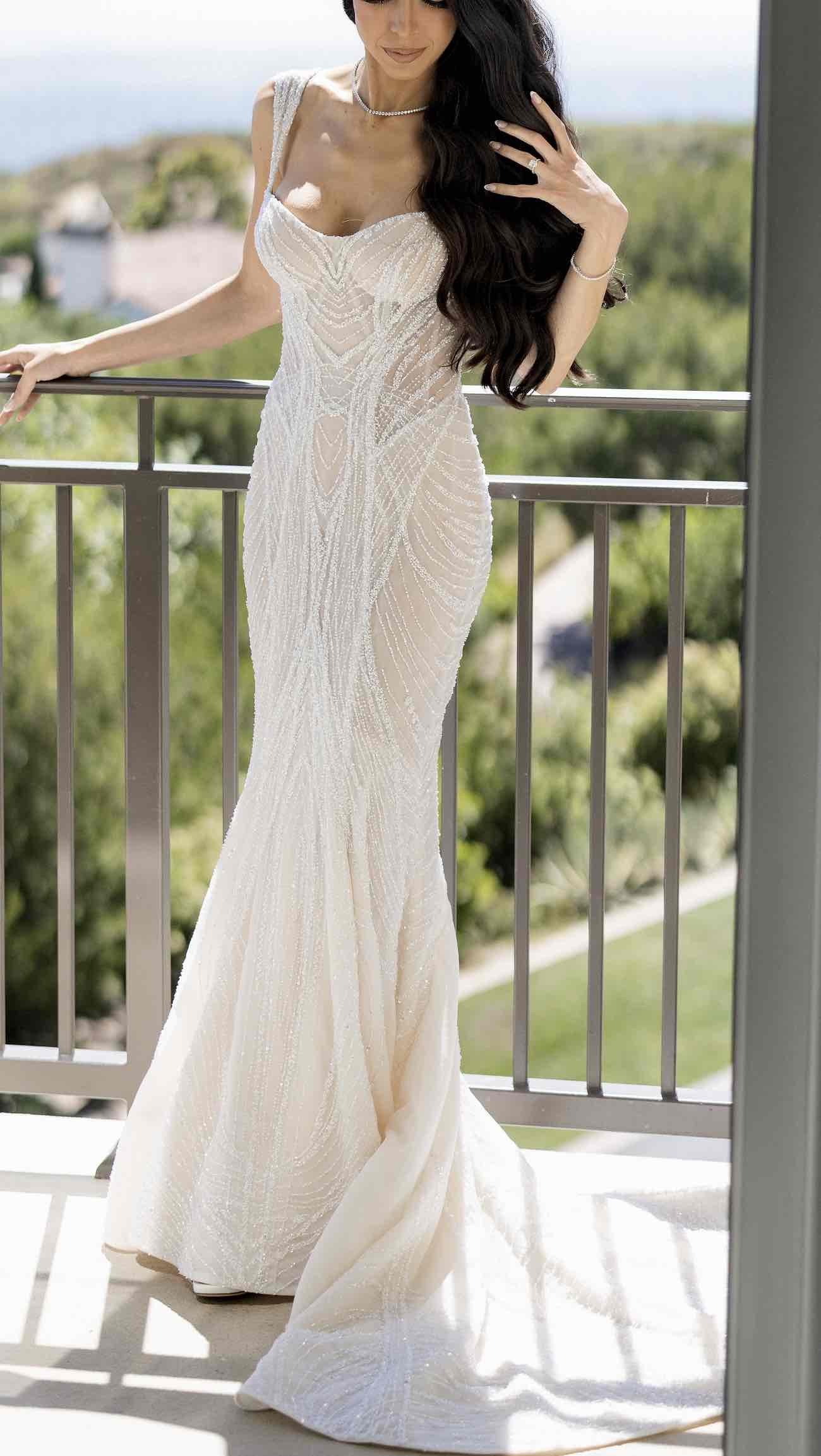 C2025-PCB10 - beaded backless fitted wedding gown