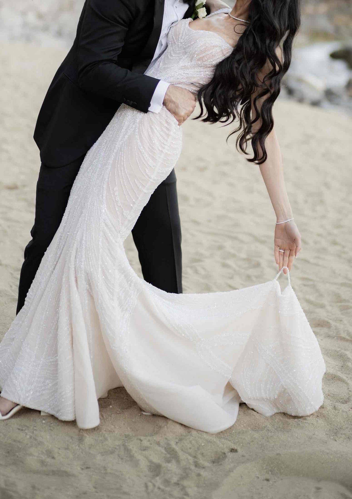 C2025-PCB10 - beaded backless fitted wedding gown