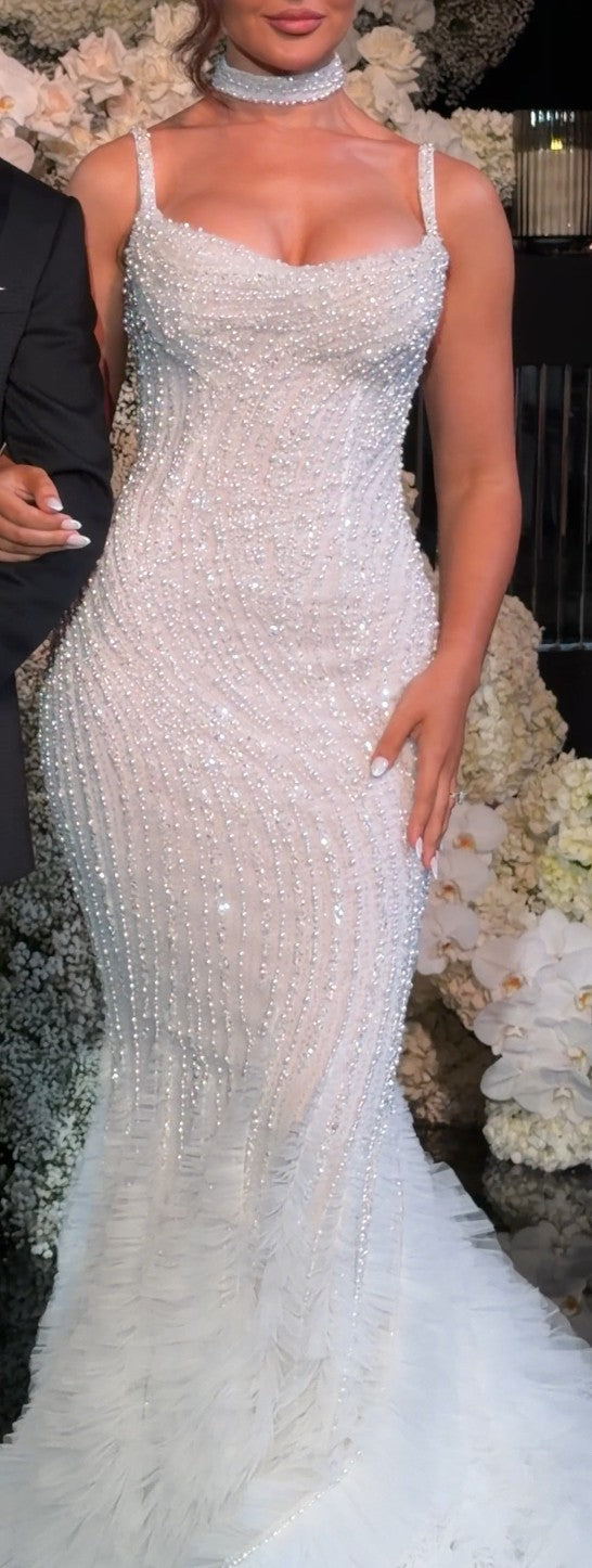 C2025-LDG11 - beaded long sleeve wedding gown