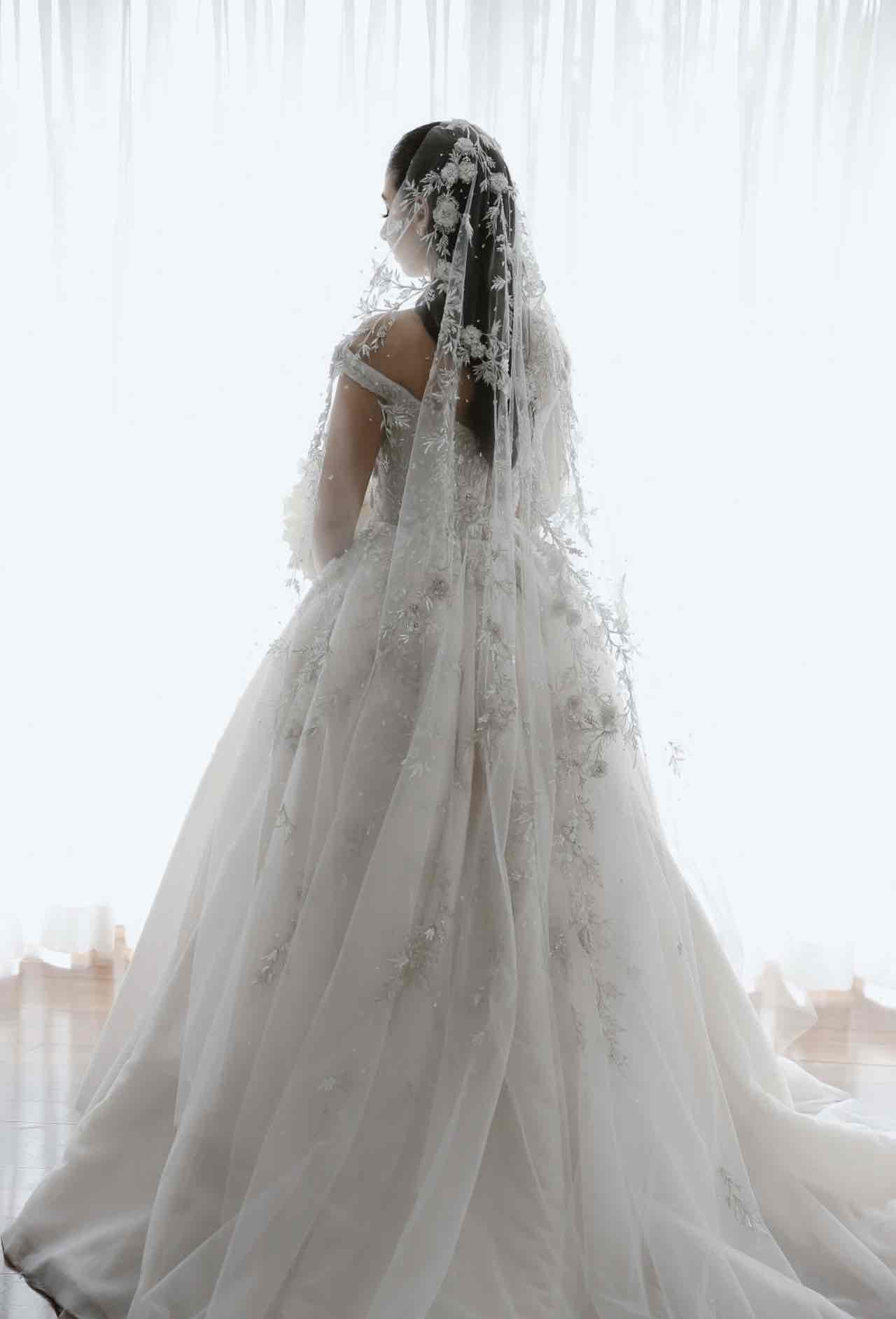 C2025-PS68 - 3D flower beaded off the shoulder wedding ball gown