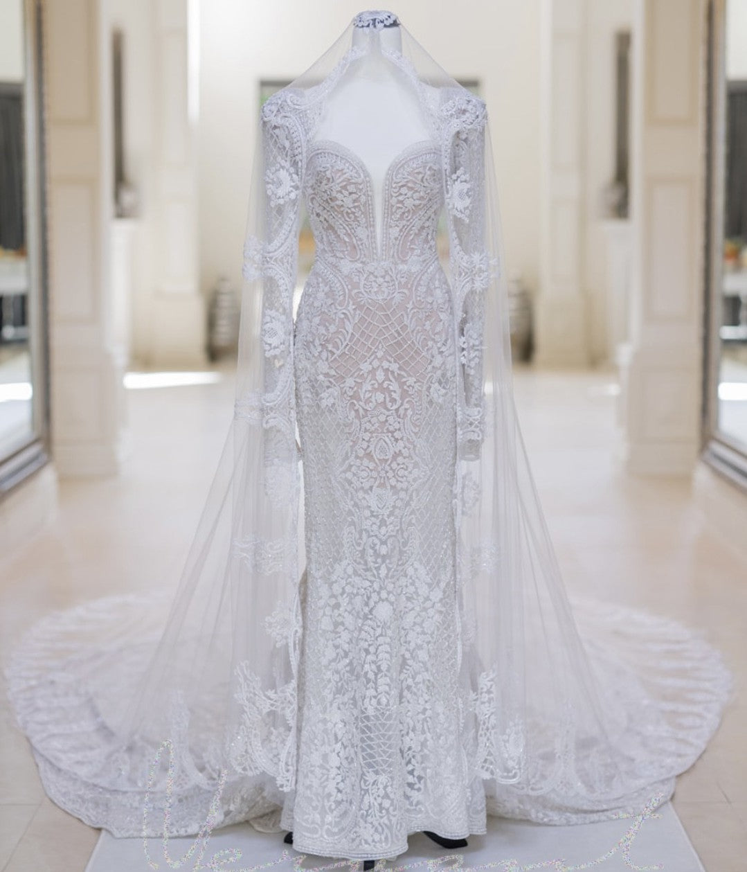 C2025-JT78 - embroidered long sleeve couture wedding gown