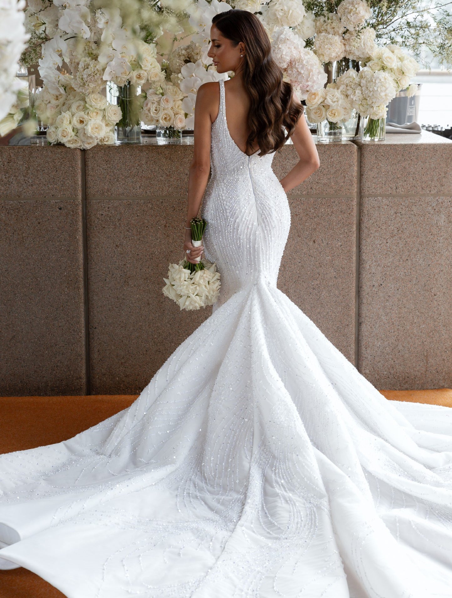 C2025-ALK77 - sleeveless beaded wedding gown