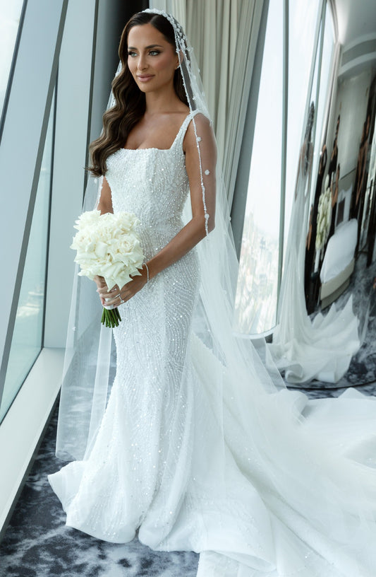C2025-ALK77 - sleeveless beaded wedding gown