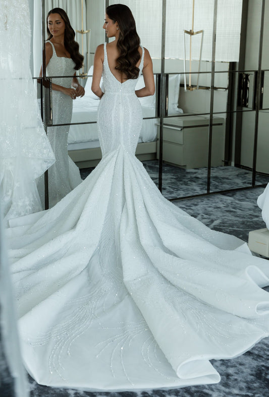 C2025-ALK77 - sleeveless beaded wedding gown