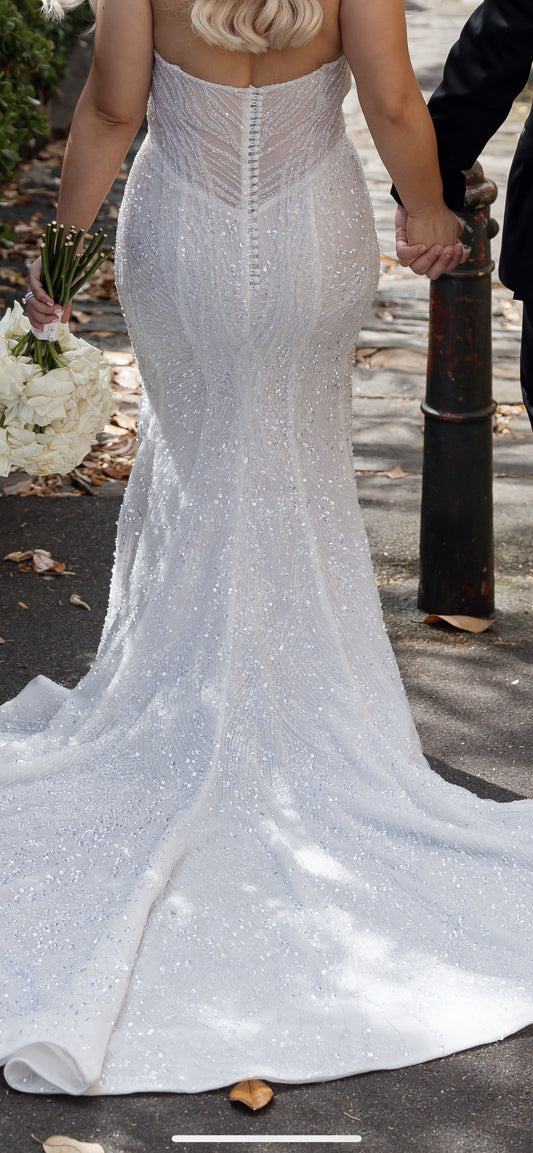 C2025-PC88 - sweetheart strapless plus size beaded wedding dress