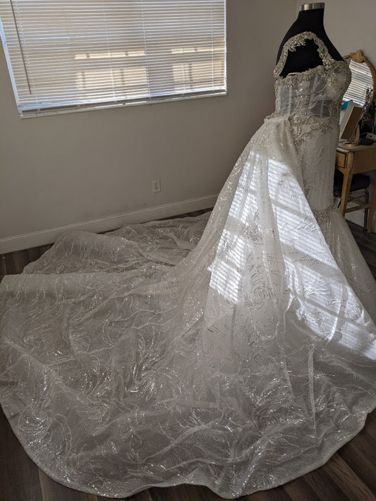 C2025-PB17 - crystal bling beaded plus size wedding gown