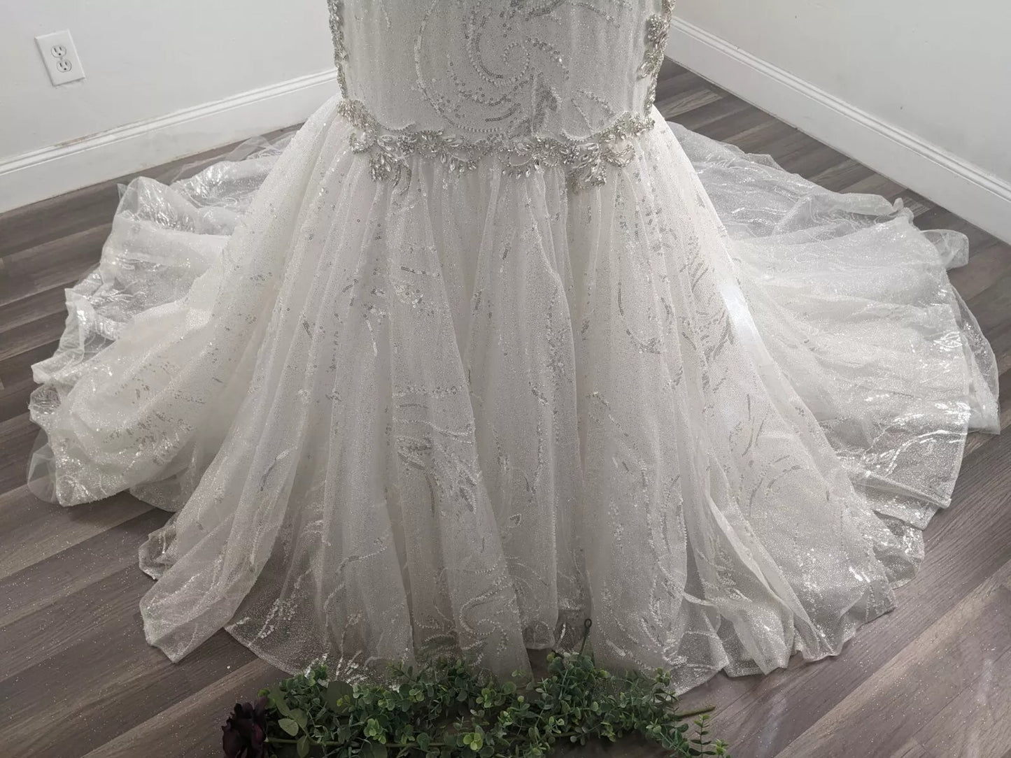 C2025-PB17 - crystal bling beaded plus size wedding gown