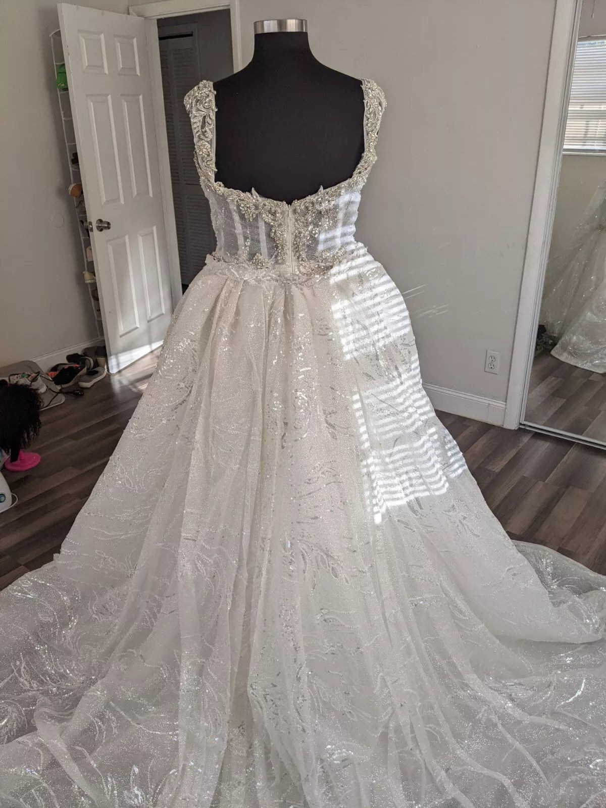 C2025-PB17 - crystal bling beaded plus size wedding gown