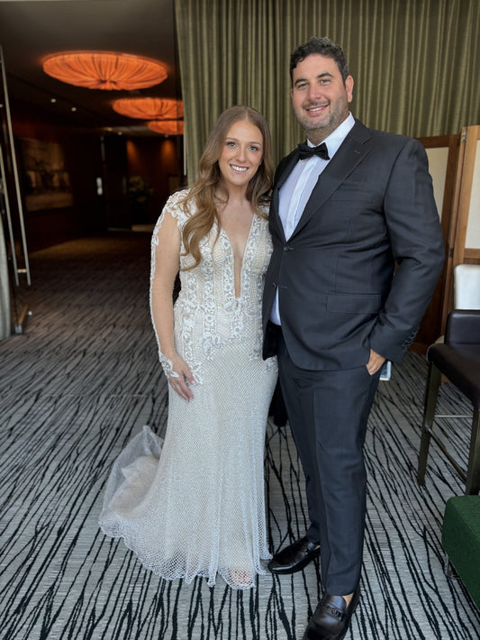 C2025-GLBella - sheer long sleeve embroidered wedding gown