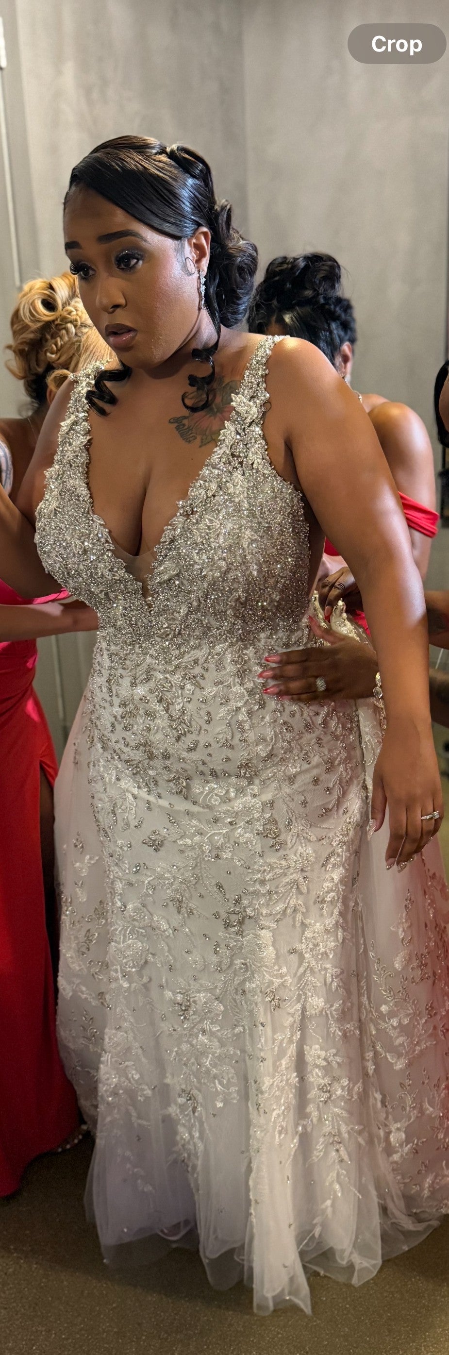 C2025-SY88055 - rhinestone & crystal beaded fitted plus size wedding gown