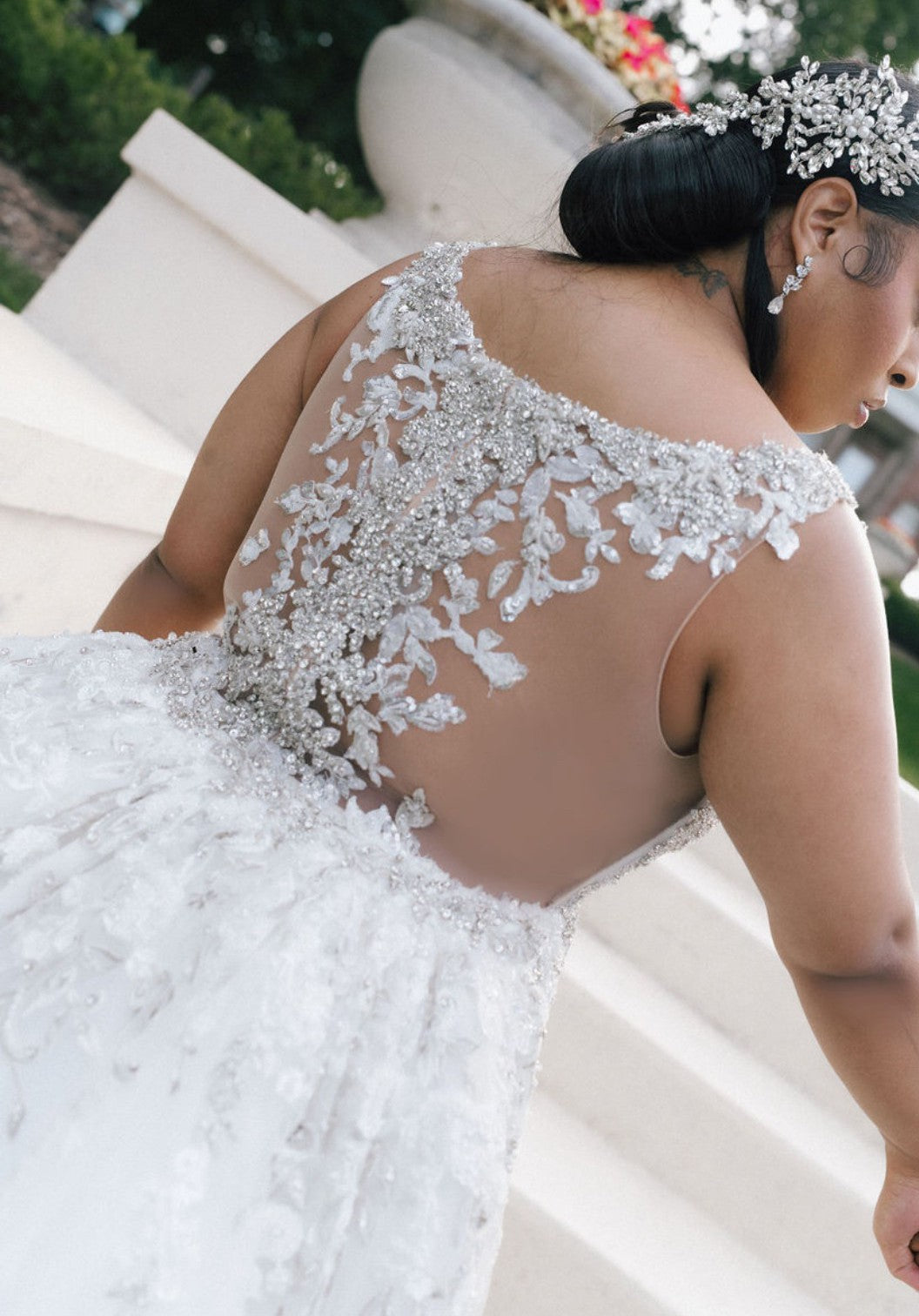 C2025-SY88055 - rhinestone & crystal beaded fitted plus size wedding gown