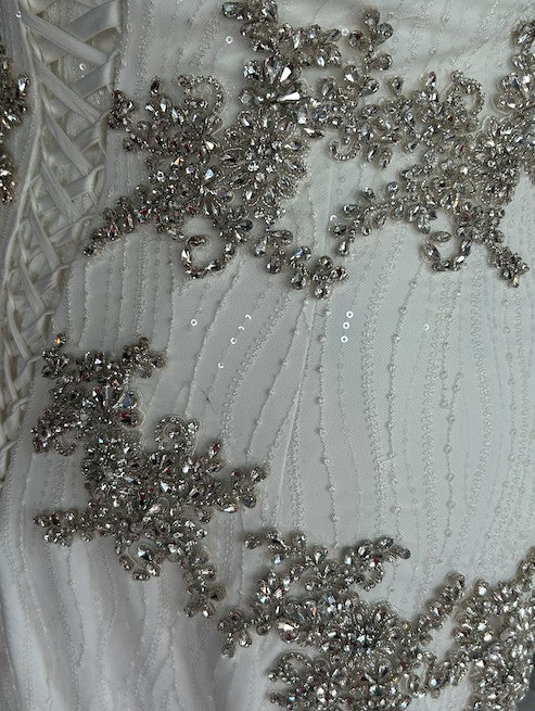 C2025-PB1217 - off the shoulder fit-to-flare bling beaded mermaid wedding gown