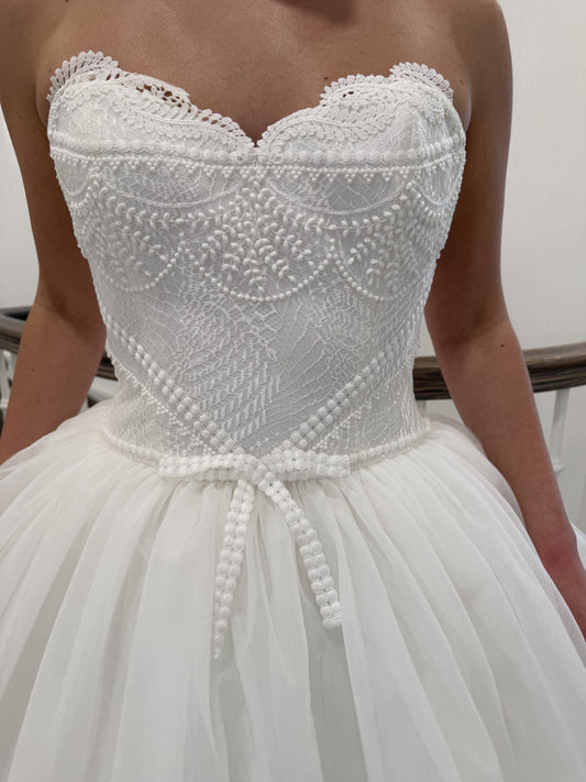 C2026-EB18 - strapless a-line beaded wedding dress inspired by Edgardo Bonilla