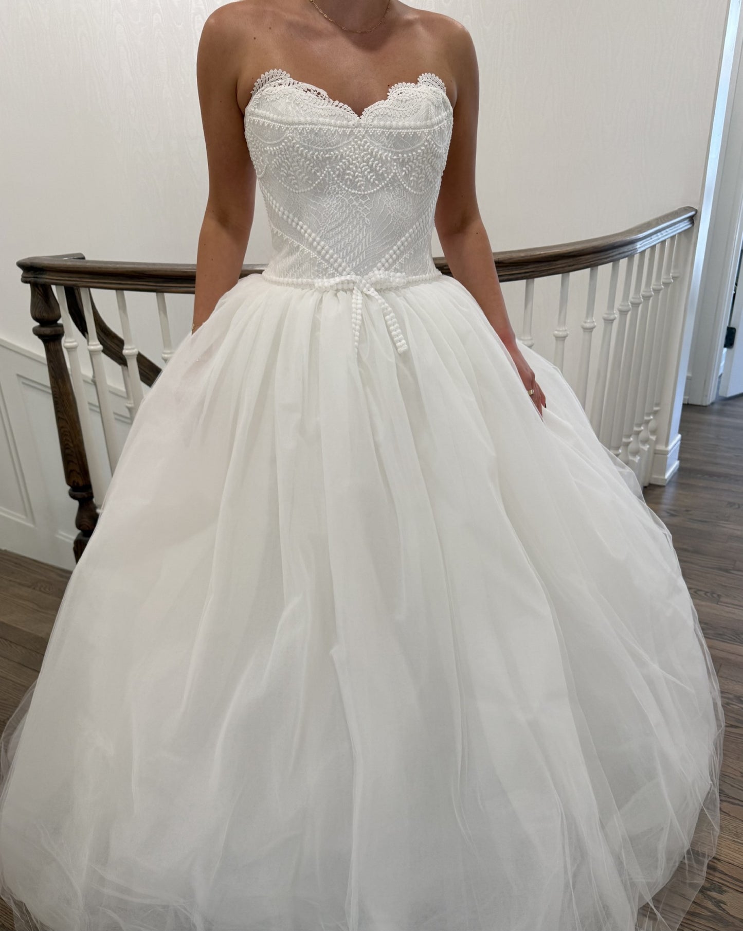 C2026-EB18 - strapless a-line beaded wedding dress inspired by Edgardo Bonilla