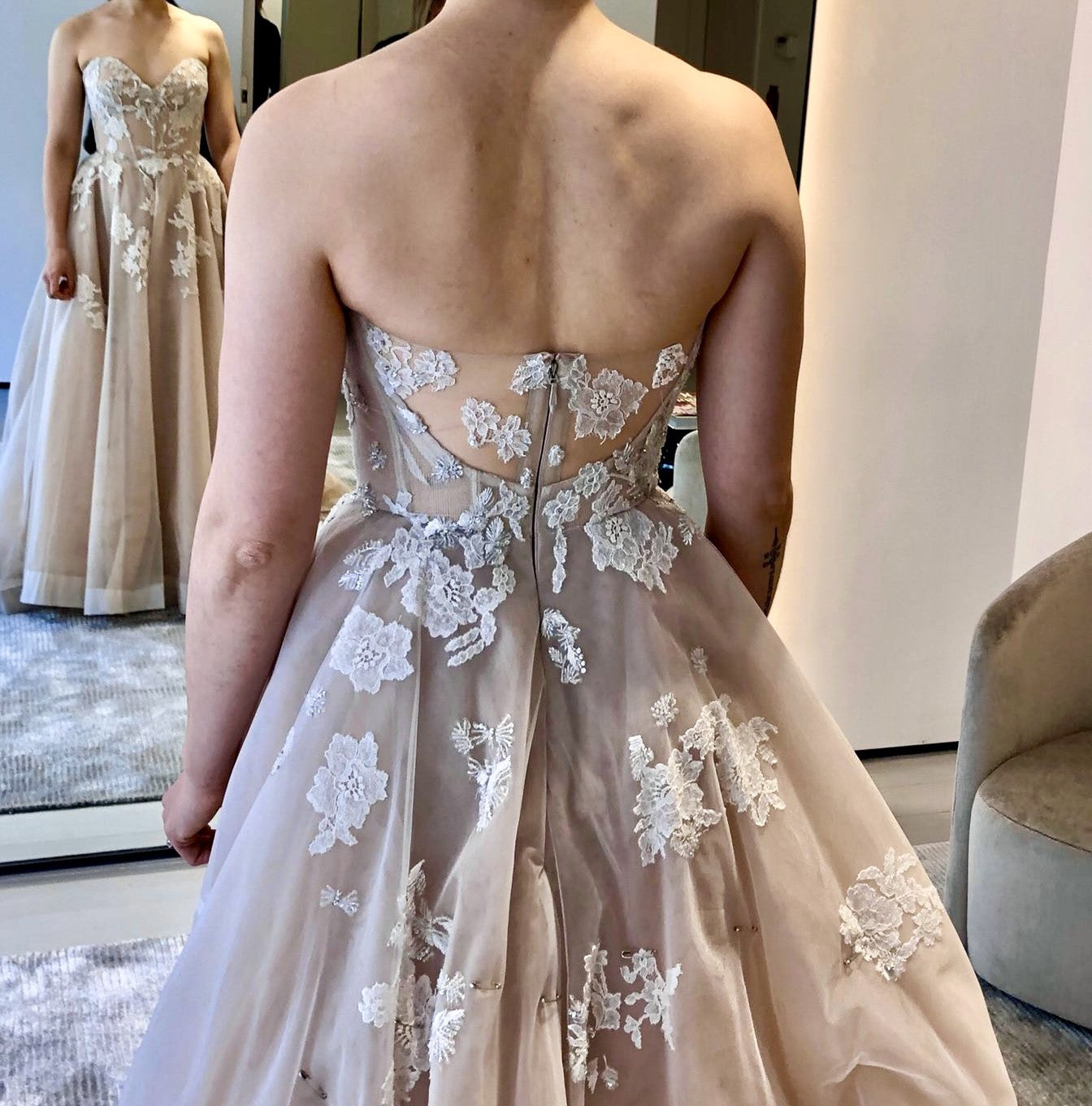 C2026-ML19 - strapless a-line embroidered wedding gown inspired by the Walden by Monique Lhuillier