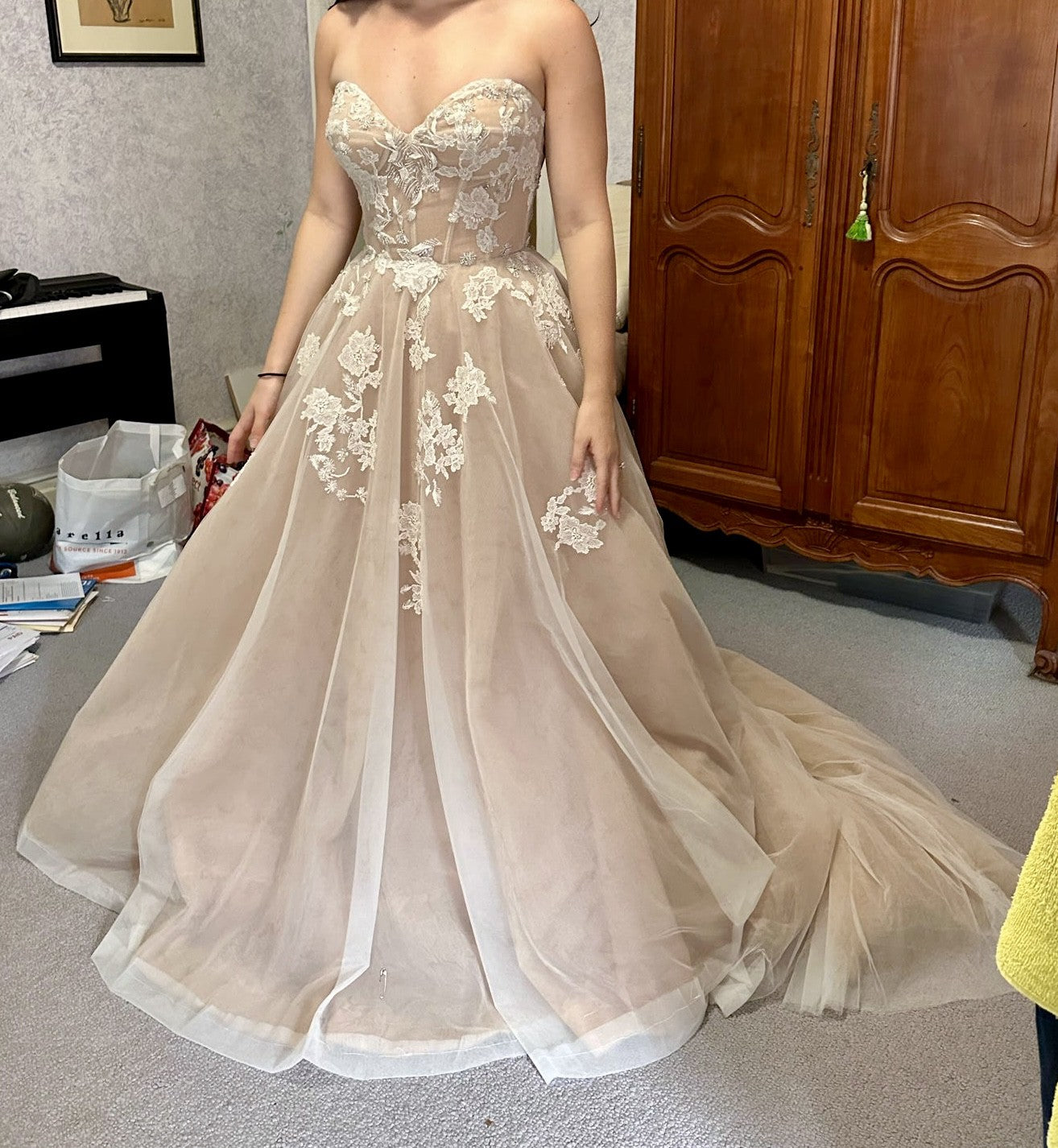 C2026-ML19 - strapless a-line embroidered wedding gown inspired by the Walden by Monique Lhuillier