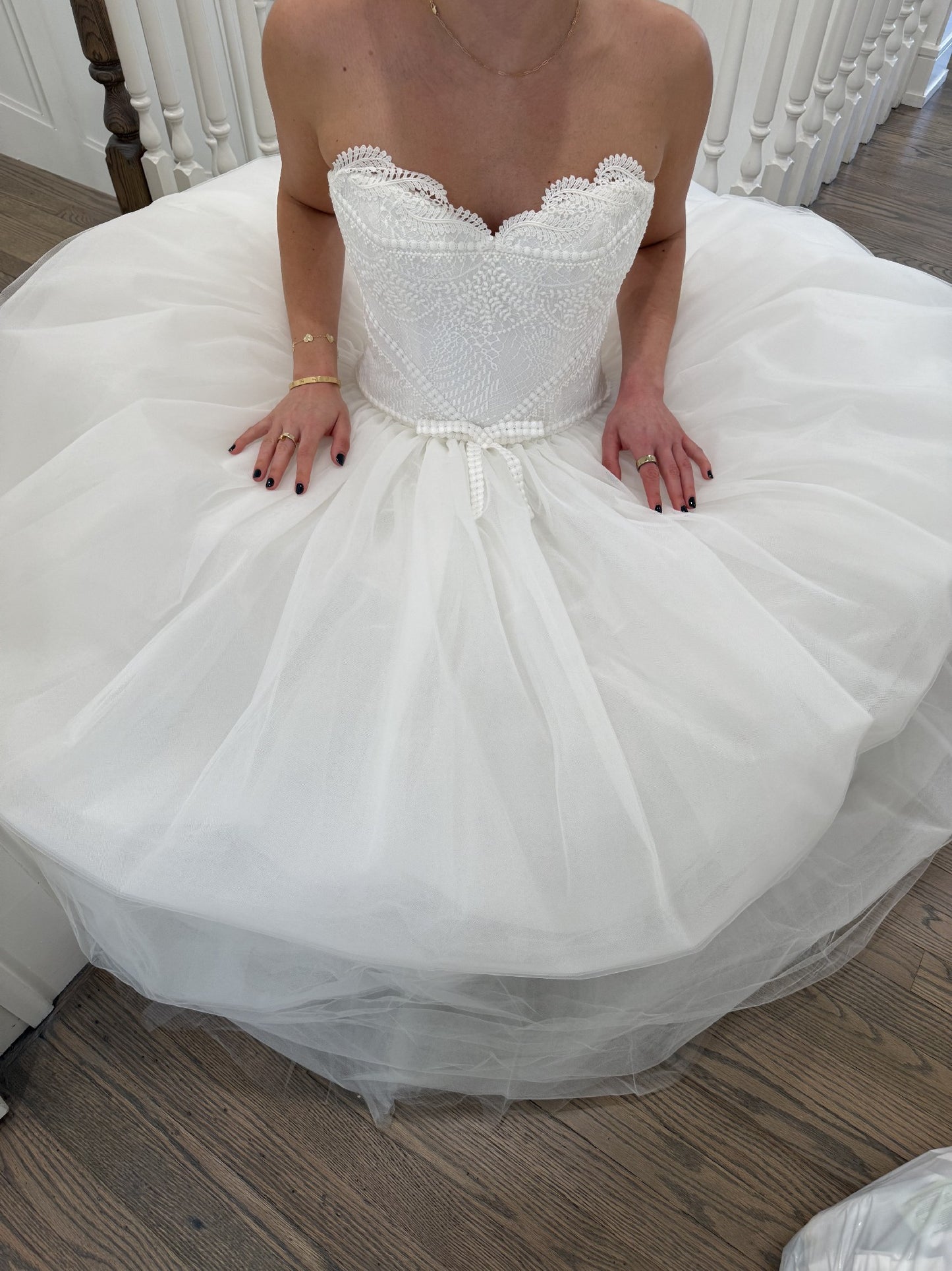 C2026-EB18 - strapless a-line beaded wedding dress inspired by Edgardo Bonilla