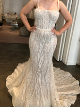 C2023-SS022 - beaded spaghetti strap wedding dress with chapel train