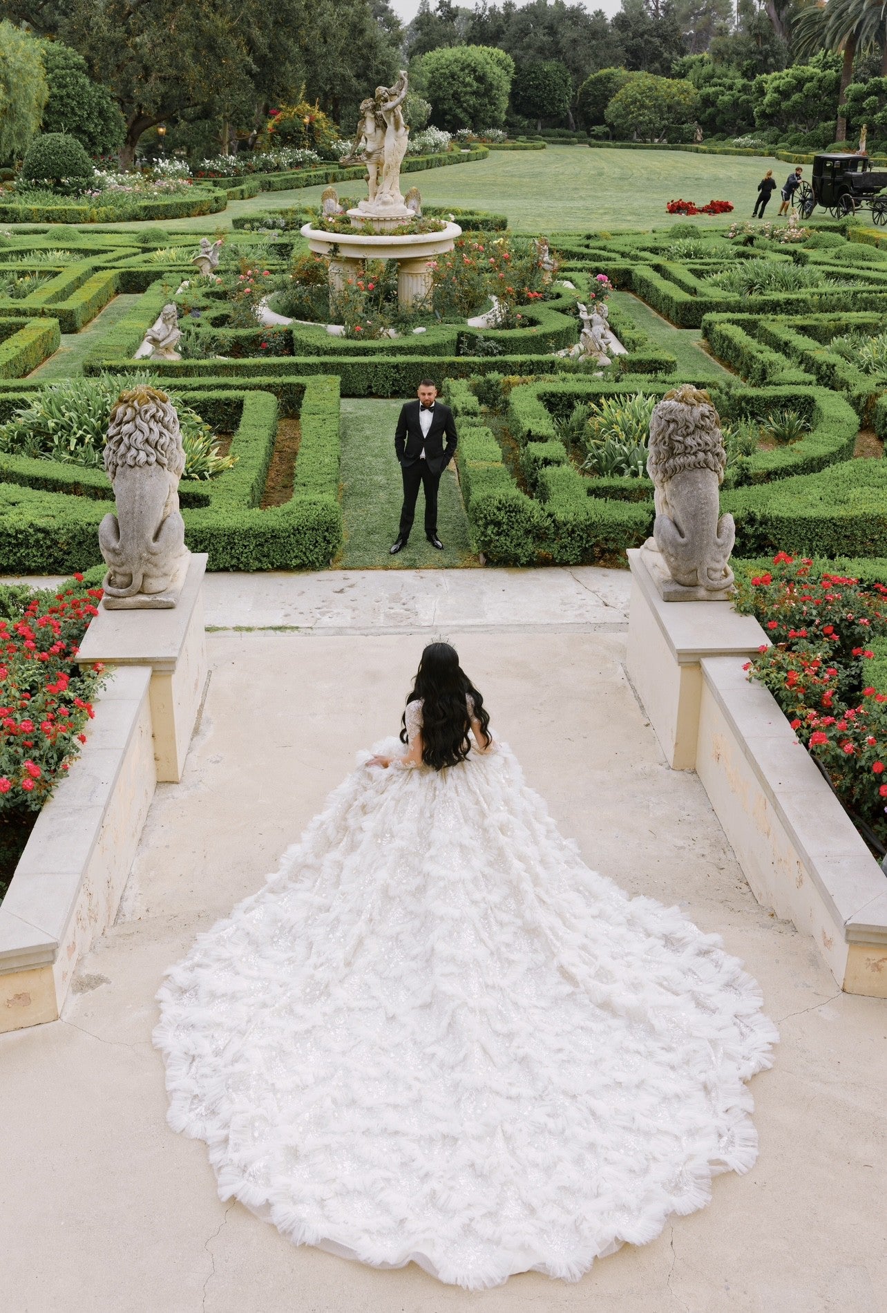 C2024-BG313 - Crystal beaded embroidered ball gown wedding dress with bling and long sleeves