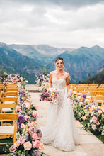 C2023-SH8R - Sweetheart a-line style wedding gown with petal embellishments