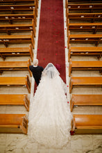 C2024-BG313 - Crystal beaded embroidered ball gown wedding dress with bling and long sleeves