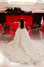 C2024-BG313 - Crystal beaded embroidered ball gown wedding dress with bling and long sleeves