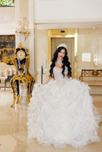 C2024-BG313 - Crystal beaded embroidered ball gown wedding dress with bling and long sleeves