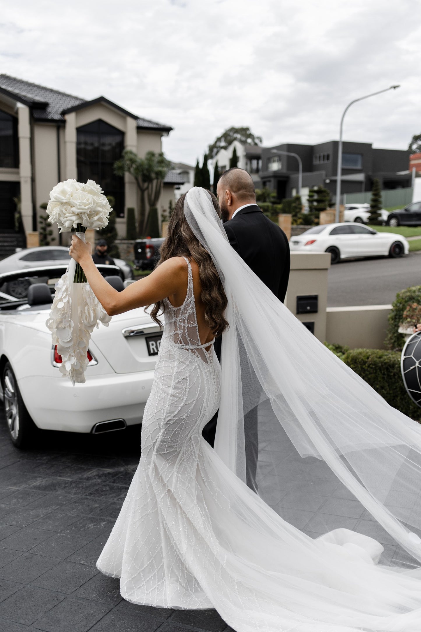 C2023-BSS73 - backless spaghetti strap fitted beaded wedding gown