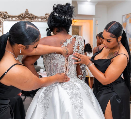 C2025-EA2805 - Beaded wedding gown with sheer long sleeves