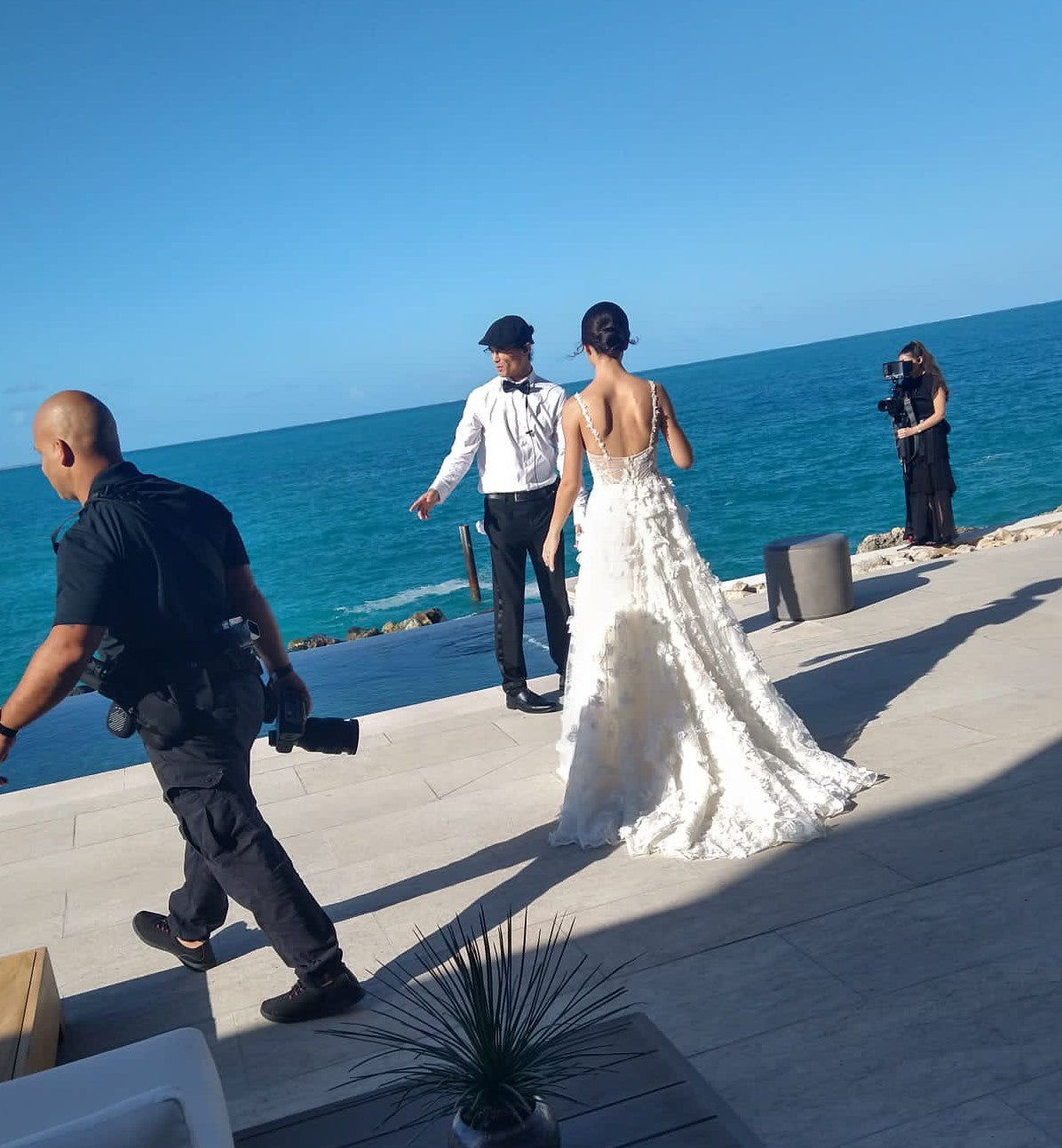 C2022-AL022 - Spaghetti strap a-line flower motif wedding gown