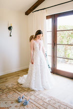 C2023-SA72F - Sleeveless a-line flower motif wedding gown