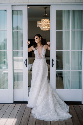 C2023-SE81 - Sleeveless v-neck empire waist a-line wedding gown