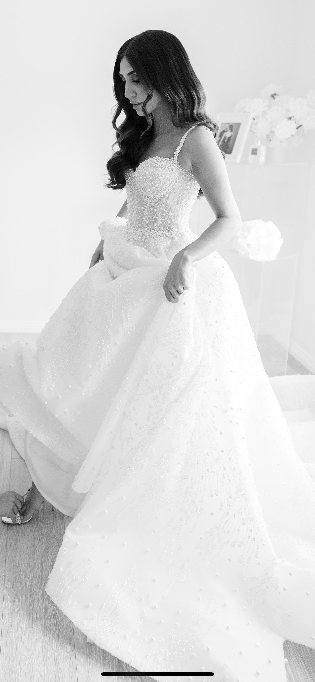 C2023-BGS13 - low back spaghetti strap beaded ball gown wedding dress style design