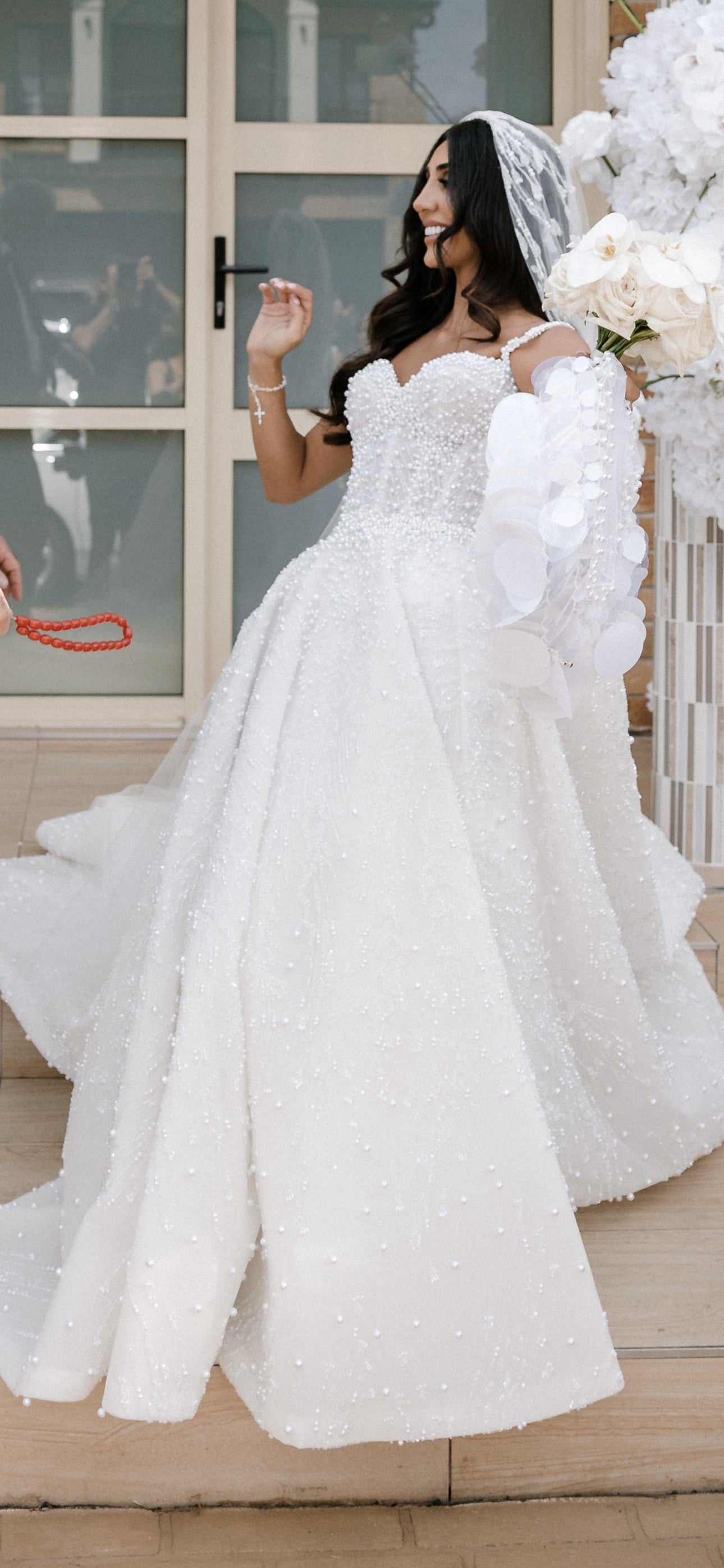 C2023-BGS13 - low back spaghetti strap beaded ball gown wedding dress style design