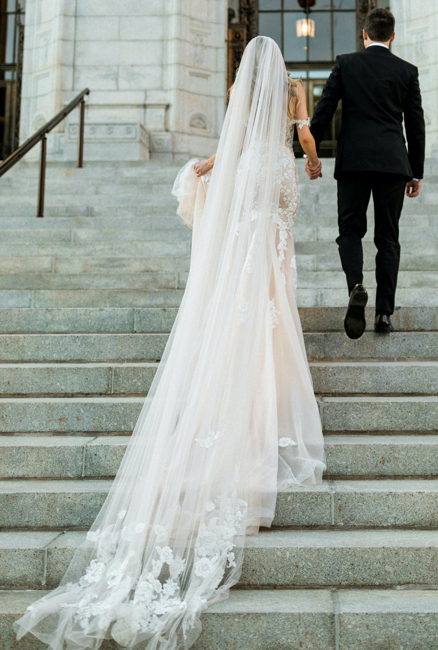 C2023-LP97 - sheer ornate embroidered lace fitted wedding gown