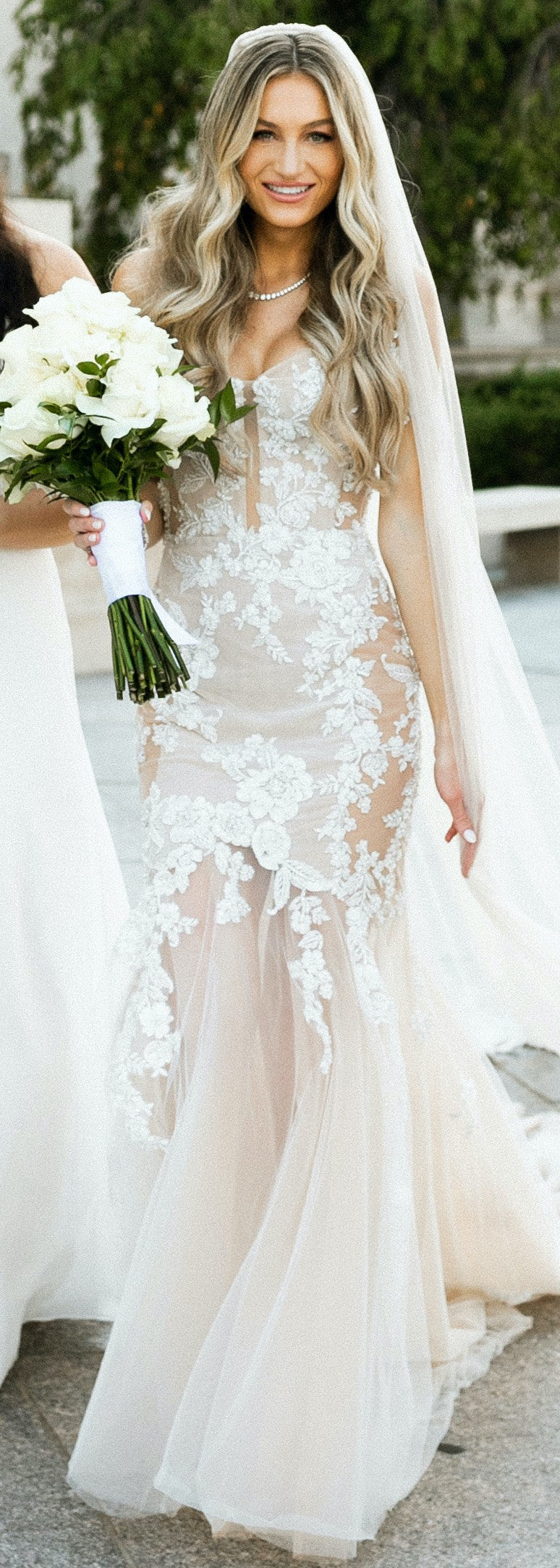 C2023-LP97 - sheer ornate embroidered lace fitted wedding gown