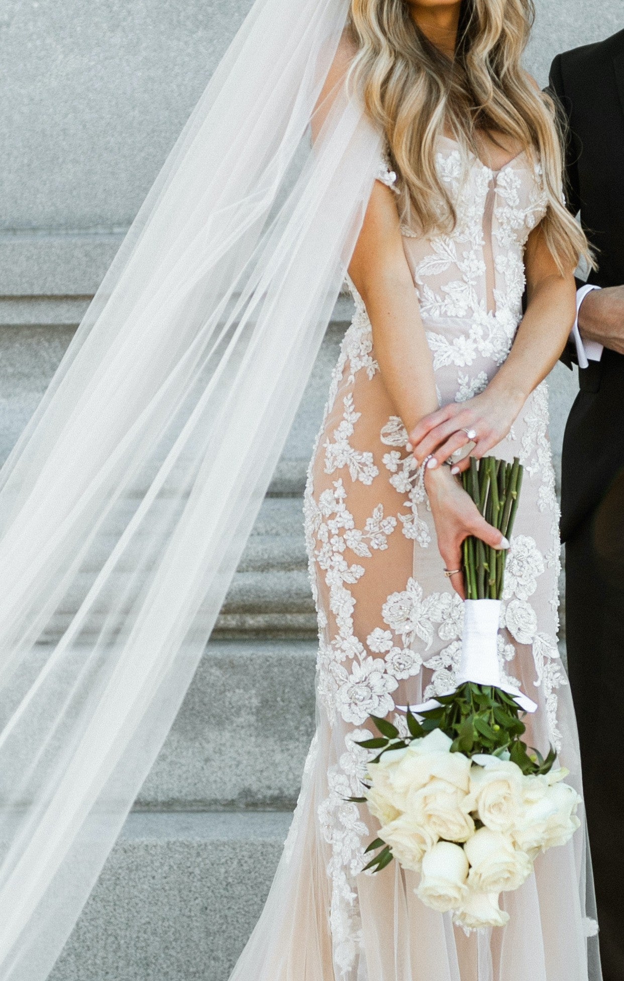 C2023-LP97 - sheer ornate embroidered lace fitted wedding gown