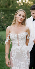 C2023-LP97 - Vestido de novia ajustado de encaje bordado adornado transparente