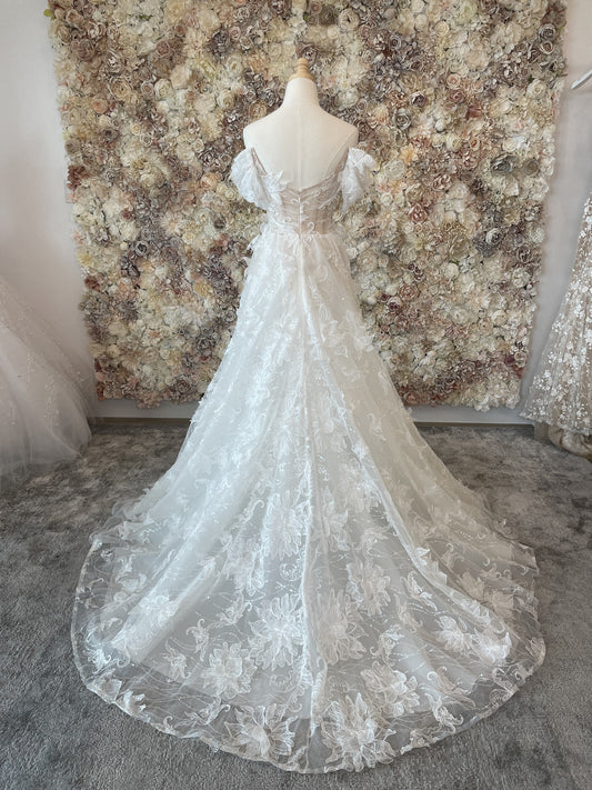 C2025-GLF1 - strapless off the shoulder a-line wedding gown